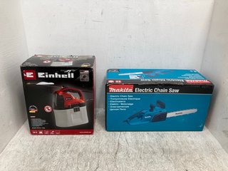 MAKITA ELECTRIC CHAIN SAW TO INCLUDE EINHELL CORDLESS PRESSURE SPRAYER: LOCATION - B2