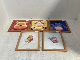 5 X ASSORTED WINNIE THE POOH PRINTED CHILDRENS PICTURES: LOCATION - B1