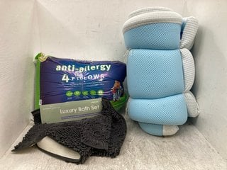 3 X ASSORTED HOUSEHOLD ITEMS TO INCLUDE SILENT NIGHT ANTI ALLERGY 4 PACK OF PILLOWS: LOCATION - C1