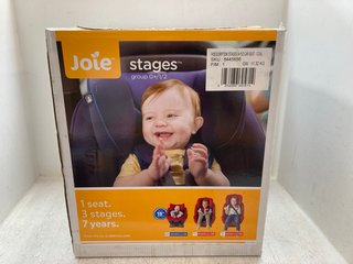 JOIE STAGES GROUP 0+/1/2 CHILDRENS CAR SEAT IN COAL RRP - £100: LOCATION - A1