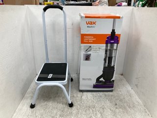 METAL STEP UP FRAME IN WHITE TO INCLUDE VAX MACH AIR MULTI CYCLONIC UPRIGHT VACUUM CLEANER MODEL: UCA1GEV1: LOCATION - C10