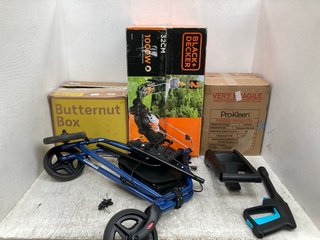 4 X ASSORTED ITEMS TO INCLUDE BLACK + DECKER 1000W 32CM ROTARY LAWN MOWER: LOCATION - C10