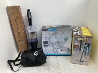 3 X ASSORTED HOUSEHOLD ITEMS TO INCLUDE STAY COOL 16'' WALL FAN AND KARCHER STEAM CLEANER: LOCATION - C12