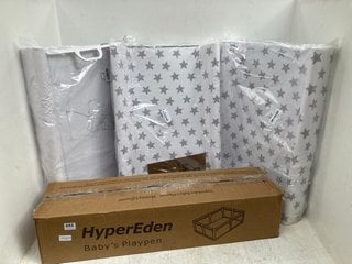 4 X ASSORTED CHILDRENS ITEMS TO INCLUDE 3 X STAR PRINTED PLASTIC CHANGING MATS IN WHITE: LOCATION - C13