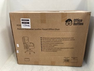 OFFICE BOFFINS POSTURE EXECUTIVE LEATHER FACED OFFICE CHAIR RRP - £161: LOCATION - C21