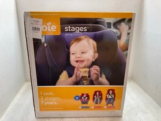 JOIE STAGES GROUP 0+/1/2 CHILDRENS CAR SEAT IN COAL RRP - £100: LOCATION - A2