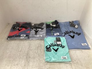 5 X ASSORTED CALLAWAY CLOTHING ITEMS TO INCLUDE QUARTER ZIP PATTERNED PULLOVER JACKET IN NAVY/RED SIZE: M: LOCATION - D15