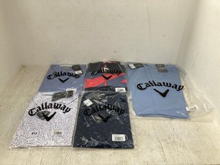 5 X ASSORTED CALLAWAY CLOTHING ITEMS TO INCLUDE QUARTER ZIP PATTERNED PULLOVER JACKET IN NAVY/RED SIZE: M: LOCATION - D15