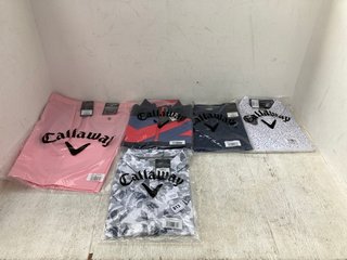 5 X ASSORTED CALLAWAY CLOTHING ITEMS TO INCLUDE QUARTER ZIP PATTERNED PULLOVER JACKET IN NAVY/RED SIZE: M: LOCATION - D15