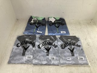 5 X ASSORTED CALLAWAY CLOTHING ITEMS TO INCLUDE 3 X PATTERNED POLO SHIRTS IN WHITE/BLACK SIZE: M AND L: LOCATION - D15