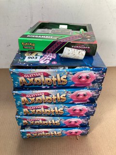 5 X BOXES OF GLITTERY AXOLOTLS TOYS TO INCLUDE POKEMON SCARLET & VIOLET SHROUDED FABLE TRADING CARD GAME PACK: LOCATION - D10