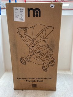 MOTHERCARE JOURNEY EDIT CHILDRENS PRAM AND PUSHCHAIR IN MIDNIGHT BLACK RRP - £150: LOCATION - A3