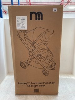 MOTHERCARE JOURNEY EDIT CHILDRENS PRAM AND PUSHCHAIR IN MIDNIGHT BLACK RRP - £150: LOCATION - A3