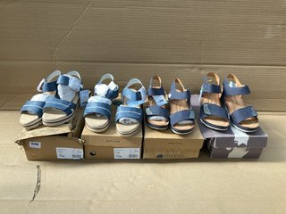 4 X ASSORTED PAVERS WOMENS SHOES TO INCLUDE 2 X LEATHER 2 STRAP SANDALS IN BLUE SIZE: 5 AND 6: LOCATION - D7