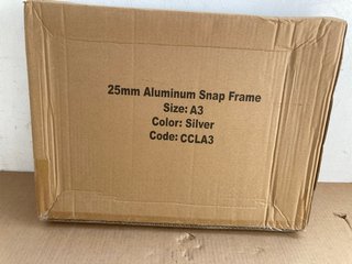 3 X BOXES OF ASSORTED ITEMS TO INCLUDE 25MM ALUMINIUM SNAP FRAME: LOCATION - D5