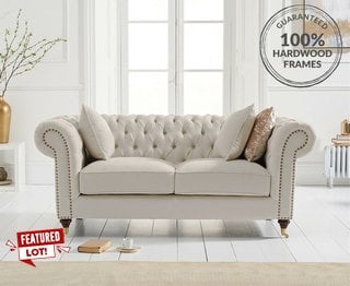 KENSINGTON IVORY LINEN 2 SEATER SOFA - RRP £799: LOCATION - C6