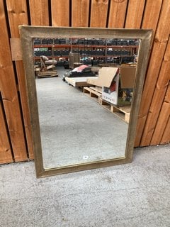 NKUKU YADUR LARGE RECTANGULAR WALL MIRROR IN ANTIQUE BRASS FRAME - RRP £350: LOCATION - B3