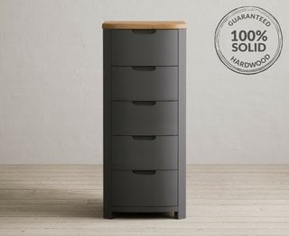 BRADWELL/BRAHMS CHARCOAL 5 DRAWER TALLBOY CHEST - RRP £449: LOCATION - C6