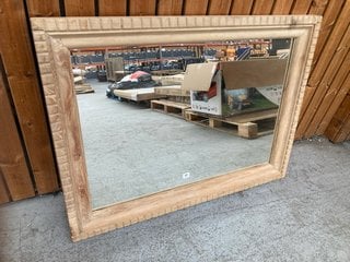 NKUKU NALDA LARGE RECTANGULAR WALL MIRROR IN LIGHT RECLAIMED STYLE WOOD FRAME - RRP £595: LOCATION - B3