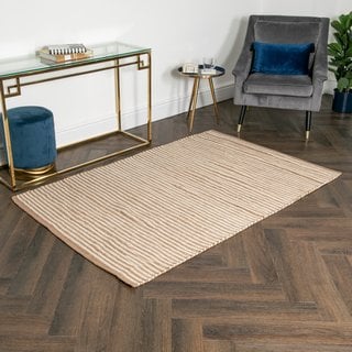 STRIPED WOOL & JUTE RUG (120 X 180CM) - RRP £150: LOCATION - A7