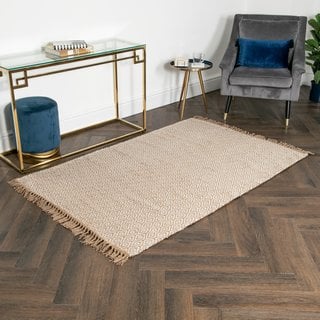 GEOMETRIC JUTE & COTTON RUG (120 X 180CM) - RRP £140: LOCATION - A7