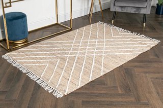 CROSS TEXTURED JUTE RUG (160 X 230CM) - RRP £250: LOCATION - A7