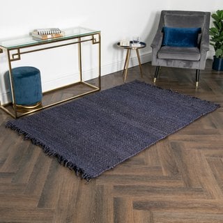 CHUNKY NAVY JUTE RUG (120X180CM) - RRP £220: LOCATION - A7