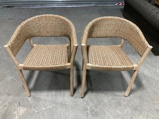 PAIR OF JOHN LEWIS & PARTNERS BURFORD GARDEN ARMCHAIRS IN NATURAL - RRP £278: LOCATION - D1