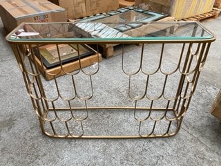 BELAIR GLASS TOP CONSOLE TABLE IN CLEAR AND GOLD EFFECT FINISH: LOCATION - C4