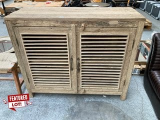 NKUKU YASHA REEDED MANGO WOOD 2 DOOR SIDEBOARD IN NATURAL - RRP £995: LOCATION - B3