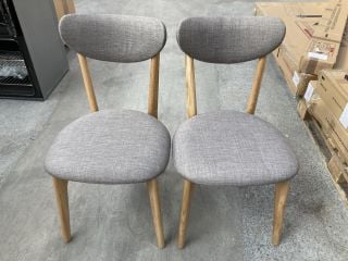 NORDIC/NORD OAK/GREY LINEN CHAIR - PAIRS - RRP £240: LOCATION - D2