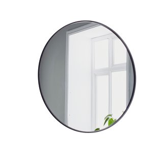 CONTEMPORARY STYLE LARGE ROUND WALL MIRROR IN BLACK FRAME: LOCATION - A7