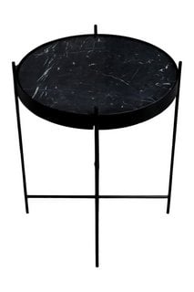 CONTEMPORARY STYLE SMALL ROUND SIDE TABLE IN BLACK/BLACK MARBLE FINISH: LOCATION - A7