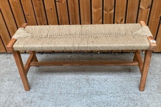 NKUKU AMHARA WOVEN BENCH IN ACACIA AND JUTE WOVEN DESIGN - RRP £295: LOCATION - B3