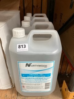 (COLLECTION ONLY) 4 X NORTHWOOD TRICHOL GEL HAND SANITISER SOLUTION 5L BOTTLES: LOCATION - DR