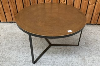 NKUKU MABA ROUND COFFEE TABLE IN ANTIQUE BRASS FINISH - RRP £375: LOCATION - B3