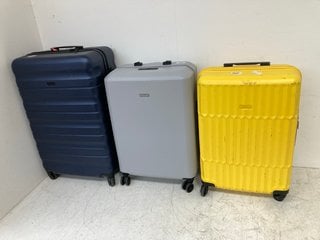 3 X ASSORTED SUITCASES TO INCLUDE JOHN LEWIS & PARTNERS HARDSHELL SUITCASE IN BLUE: LOCATION - BR1