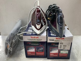 4 X ASSORTED IRONS TO INCLUDE TEFAL ULTRAGLIDE ANTI-CALC PLUS IRON: LOCATION - BR4