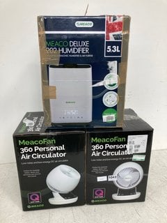 2 X MEACO FAN 360 PERSONAL AIR CIRCULATOR TO INCLUDE MEACO DELUXE 202 HUMIDIFIER: LOCATION - BR4