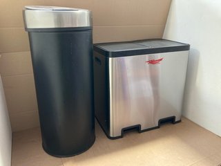 JOHN LEWIS & PARTNERS TOUCH LID BIN IN BLACK TO INCLUDE JOHN LEWIS & PARTNERS 40L 2 SECTION RECYCLER BIN IN STAINLESS STEEL: LOCATION - BR6