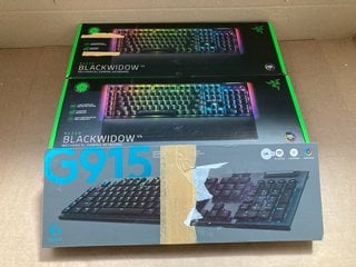 2 X RAZER BLACK WIDOW MECHANICAL GAMING KEYBOARDS TO INCLUDE LOGITECH G915 KEYBOARD: LOCATION - BR9