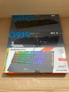 3 X ASSORTED KEYBOARDS TO INCLUDE STEELSERIES APEX 7 MECHANICAL GAMING KEYBOARD: LOCATION - BR9