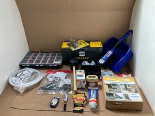 QTY OF ASSORTED HARDWARE ITEMS TO INCLUDE STANLEY TOOL BOX: LOCATION - BR10