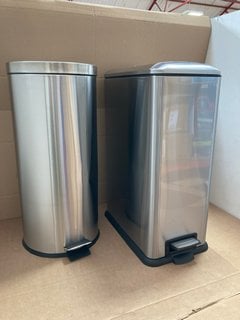 2 X ASSORTED SIZE STAINLESS STEEL PEDAL BINS: LOCATION - BR11