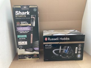 SHARK STRATOS CORDLESS STICK VACUUM TO INCLUDE RUSSELL HOBBS ATLAS 2 CYLINDER VACUUM: LOCATION - BR12