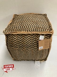 NKUKU BENGALURU JUTE POUFFE IN NATURAL/BLACK - RRP £295.00: LOCATION - BR2