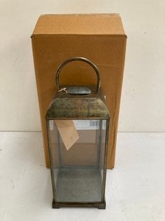 NKUKU KASO SMALL LANTERN IN ANTIQUE BRASS - RRP £70.00: LOCATION - BR3