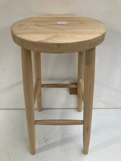 NKUKU MENGWI MANGO WOOD ROUND BAR STOOL IN NATURAL - RRP £195.00: LOCATION - BR4