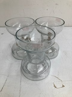 3 X NKUKU HAPUA CLEAR GLASS CANDLE HOLDERS - COMBINED RRP £120.00: LOCATION - BR4