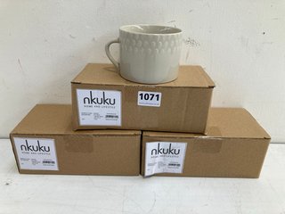 3 X NKUKU SETS OF 2 ELA MUGS IN CREAM - COMBINED RRP £90.00: LOCATION - BR5